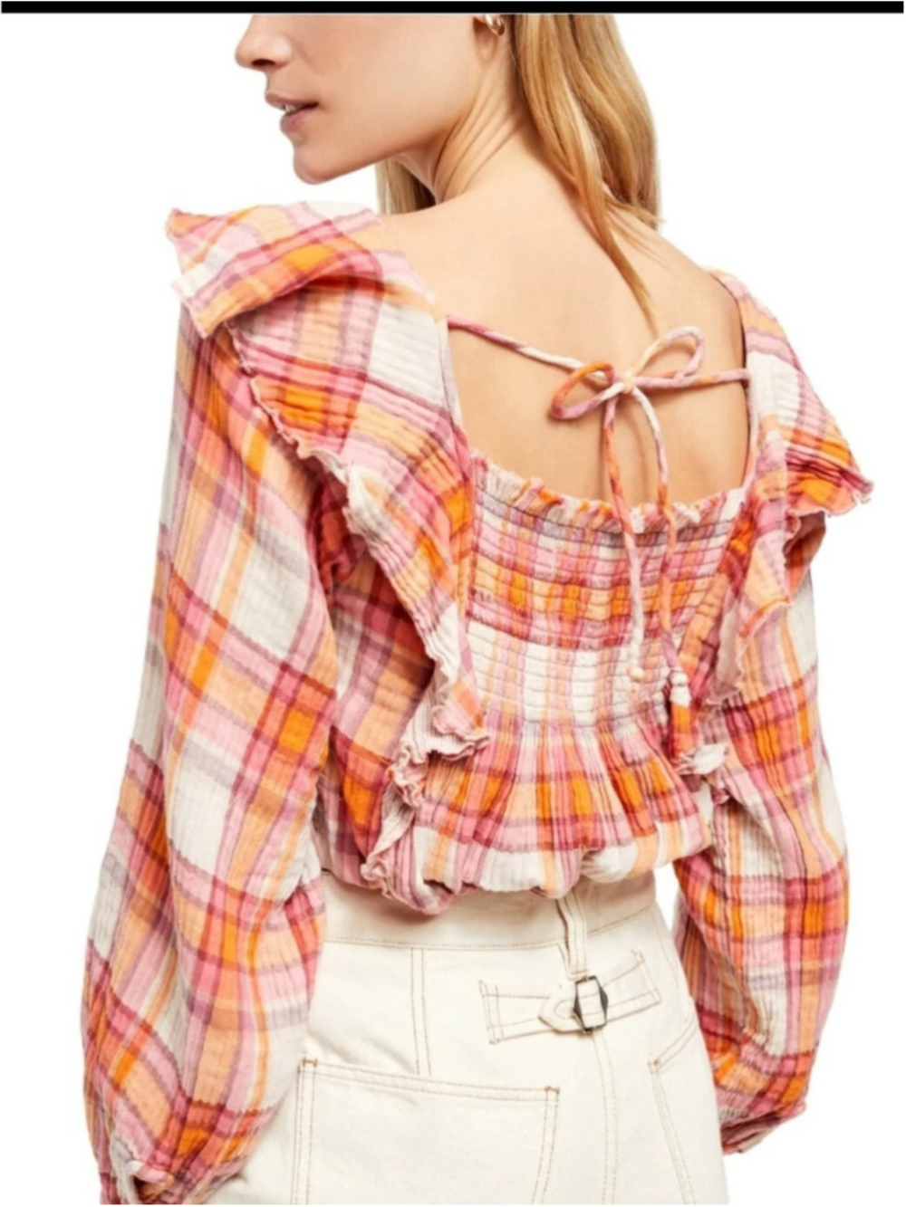 We the Free Sienna Plaid Blouse Sz Medium - Picture 2 of 11